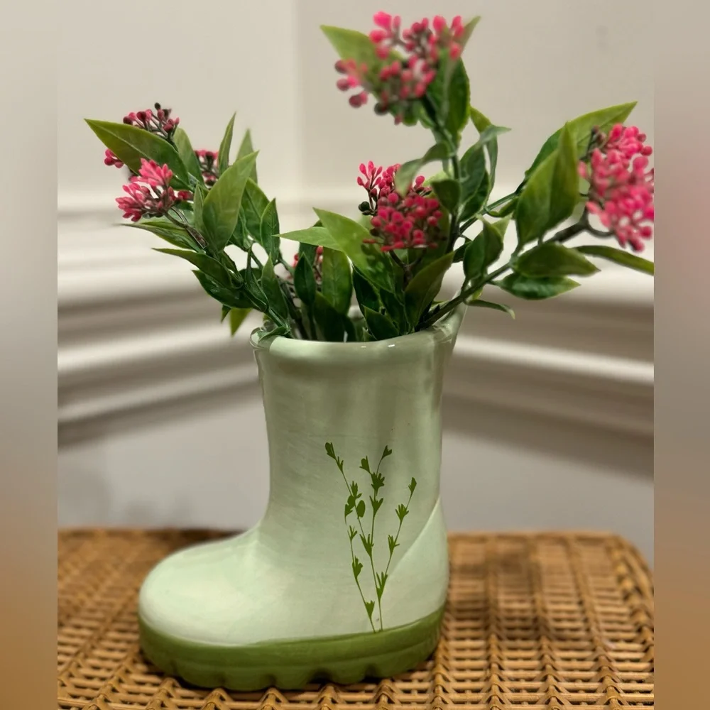 Vintage 5.5 Inch Tall Ceramic Baby Rainboot Planter/ Vase